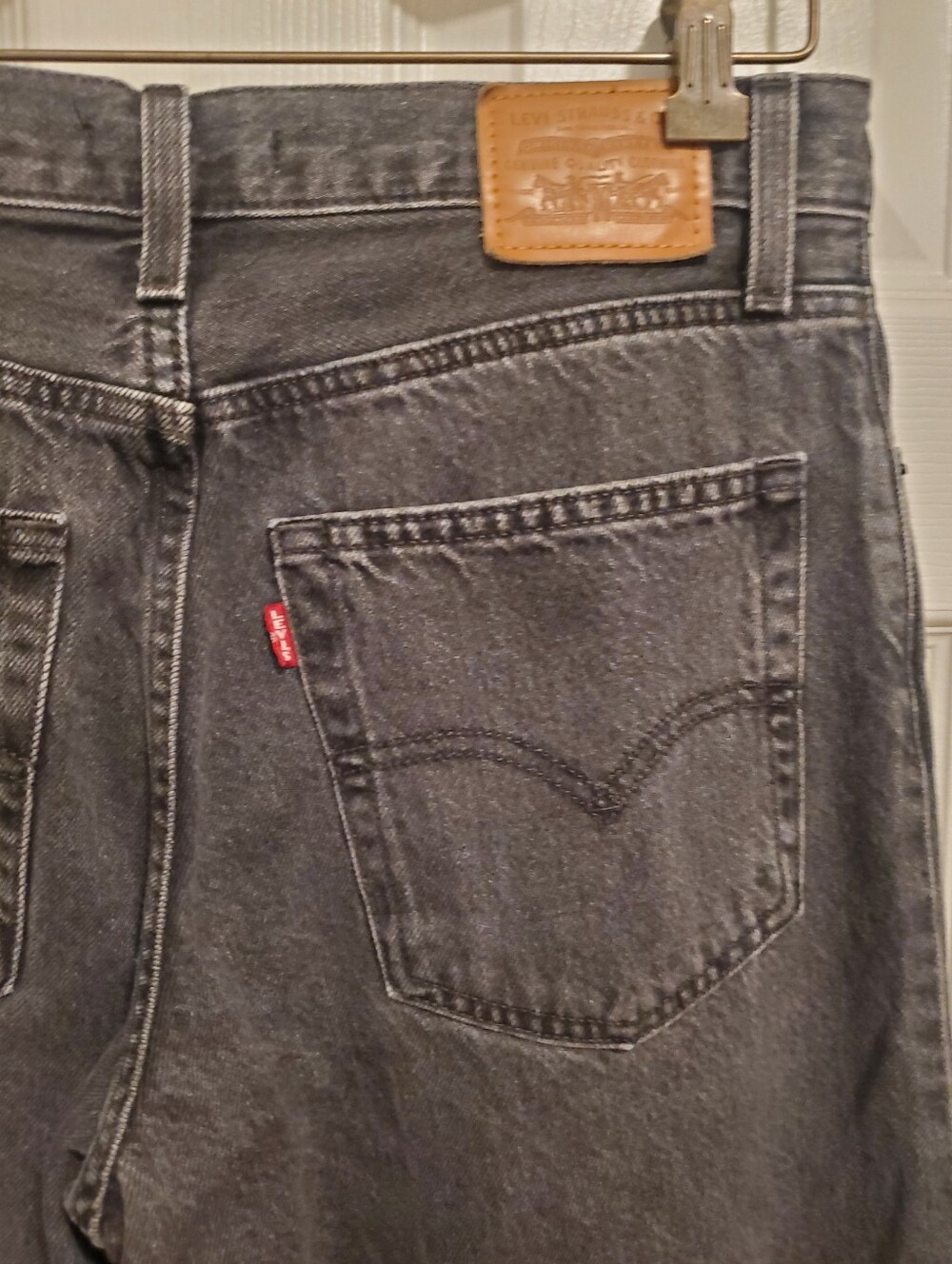 Levis Baggy Dad Cropped Jeans Black Denim Size 27